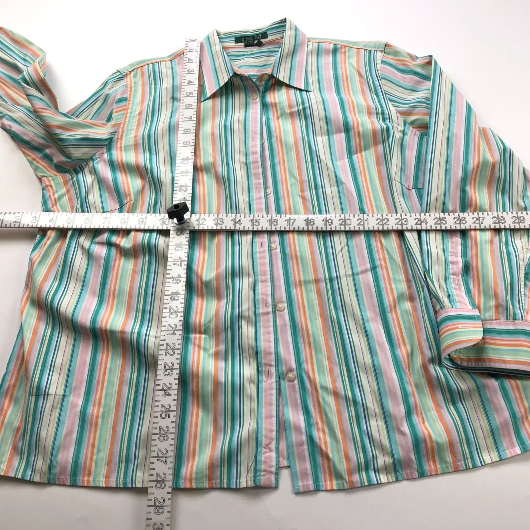 Ralph Lauren Lauren Ralph Lauren Plus Button Up Shirt 2X Multicolor Striped Long Sleeve Shirt Womens Size XXL / US 16-18 / IT 52-54 - 4 Thumbnail