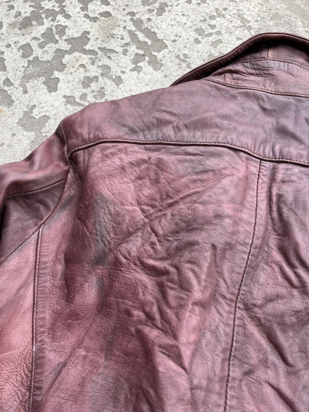 Allsaints × Japanese Brand Vintage AllSaints Avant Garde Sun Faded Red Leather Jacket Size S / US 4 / IT 40 - 18 Thumbnail