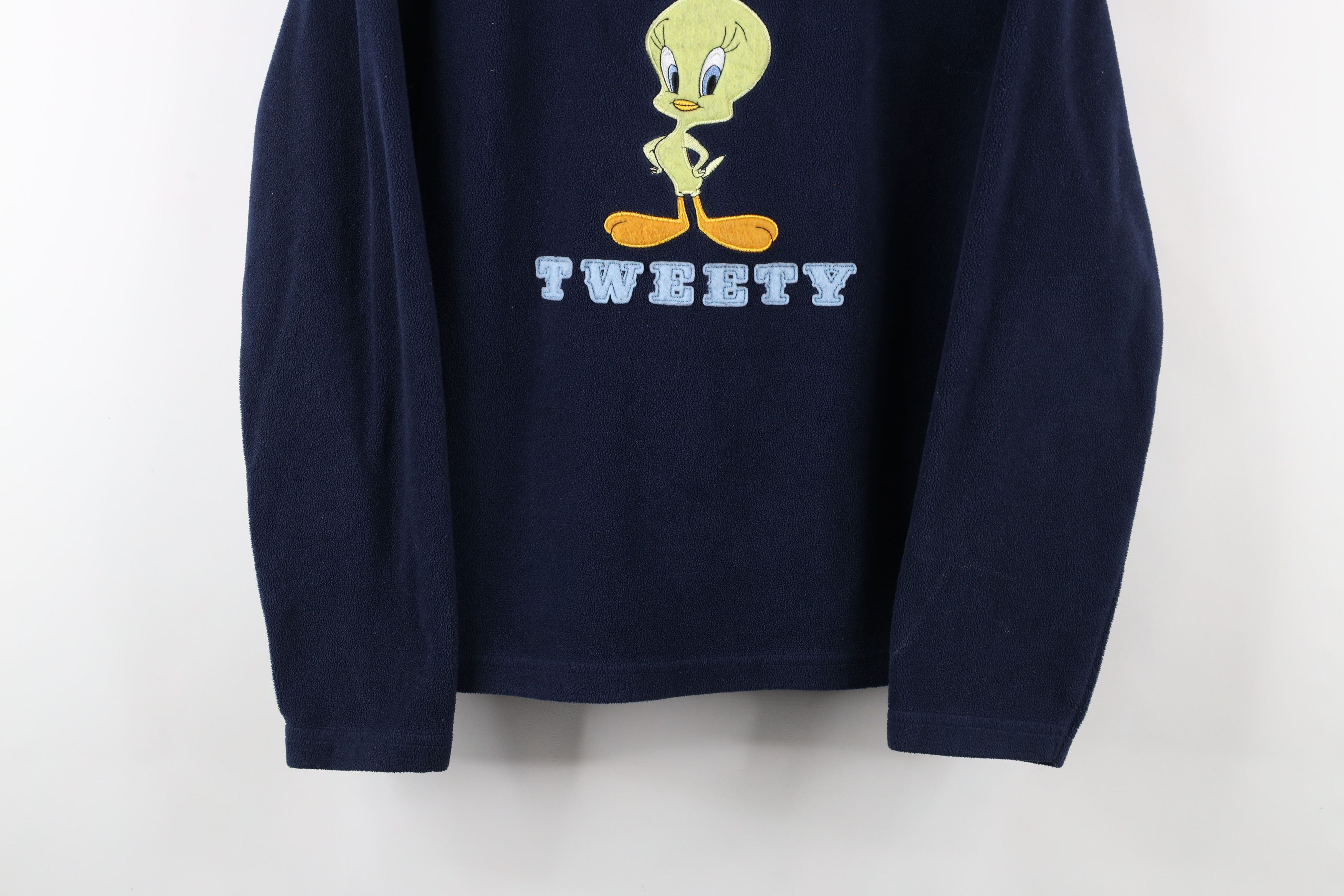 Vintage Vintage 90s Looney Tunes Tweety Bird Fleece V-Neck Sweater Size L / US 10 / IT 46 - 3 Thumbnail