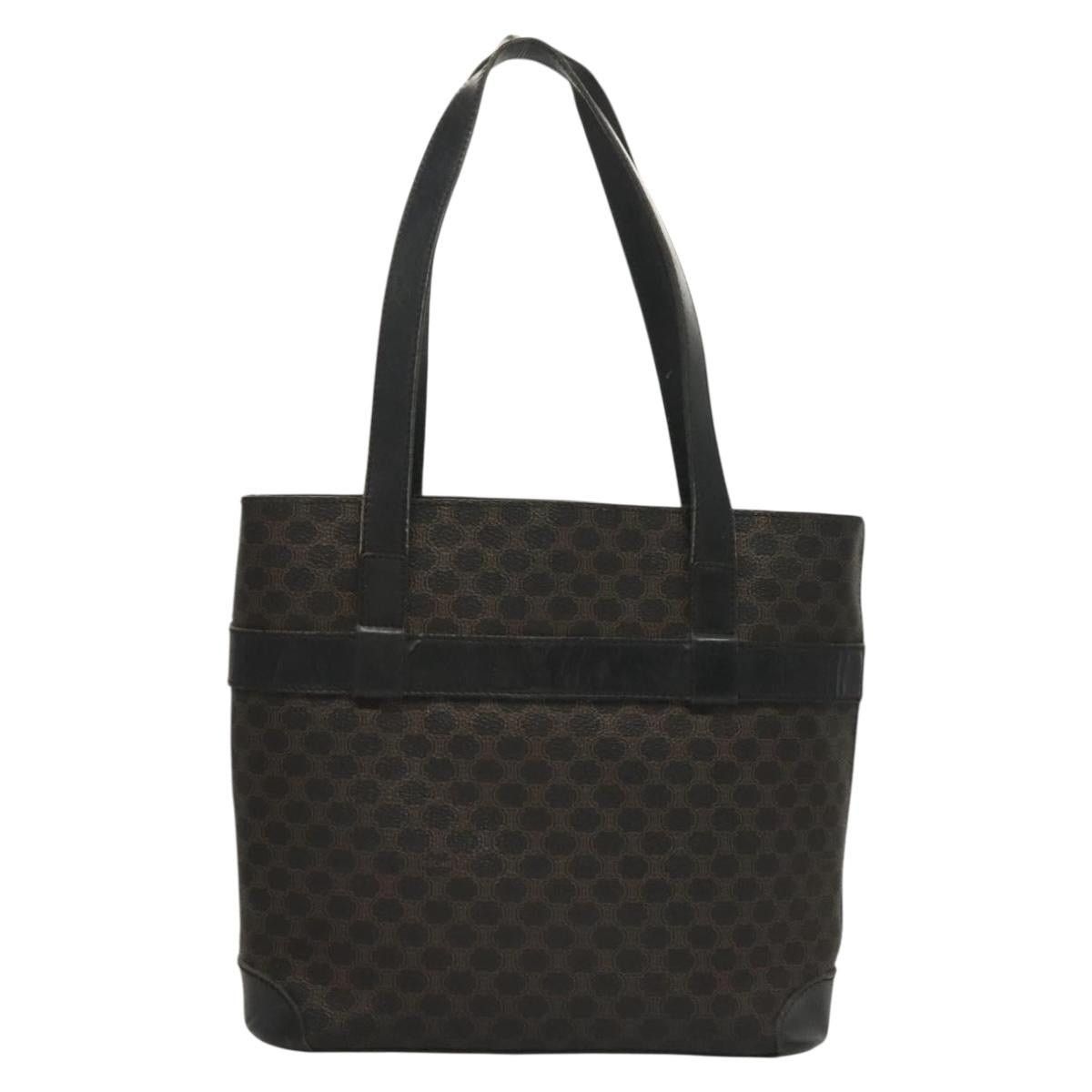 Celine CELINE Macadam Canvas Hand Bag Pvc Leather Black Gold Size ONE SIZE - 3 Thumbnail