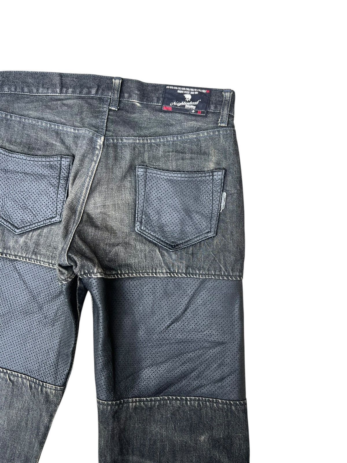 Neighborhood Vintage Neighborhood Japan Fade Denim Hybrid Leather Jeans Size US 30 / EU 46 - 18 Thumbnail