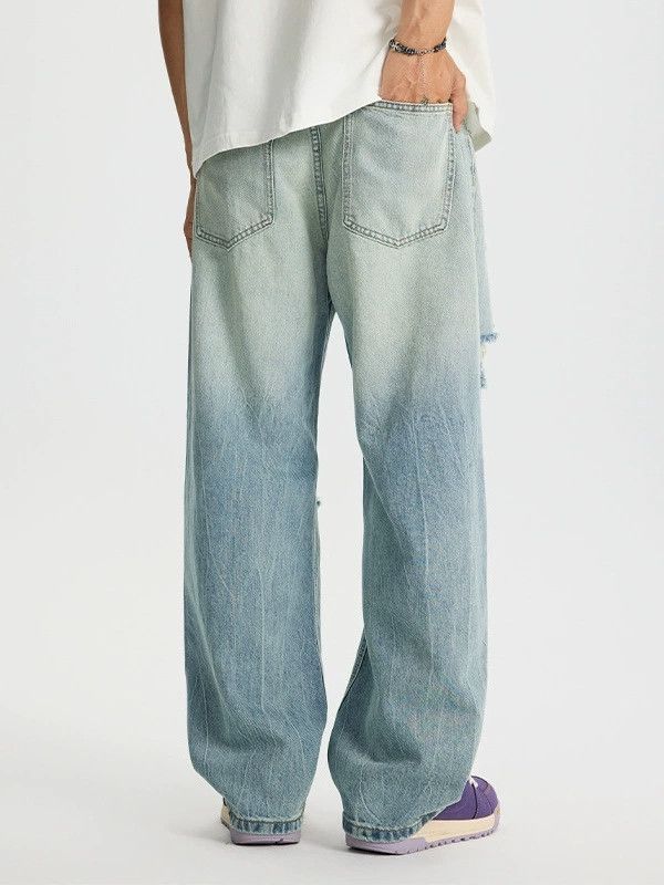 Japanese Brand × Jean Men's ripped loose straight high street jeans Size US 32 / EU 48 - 4 Thumbnail