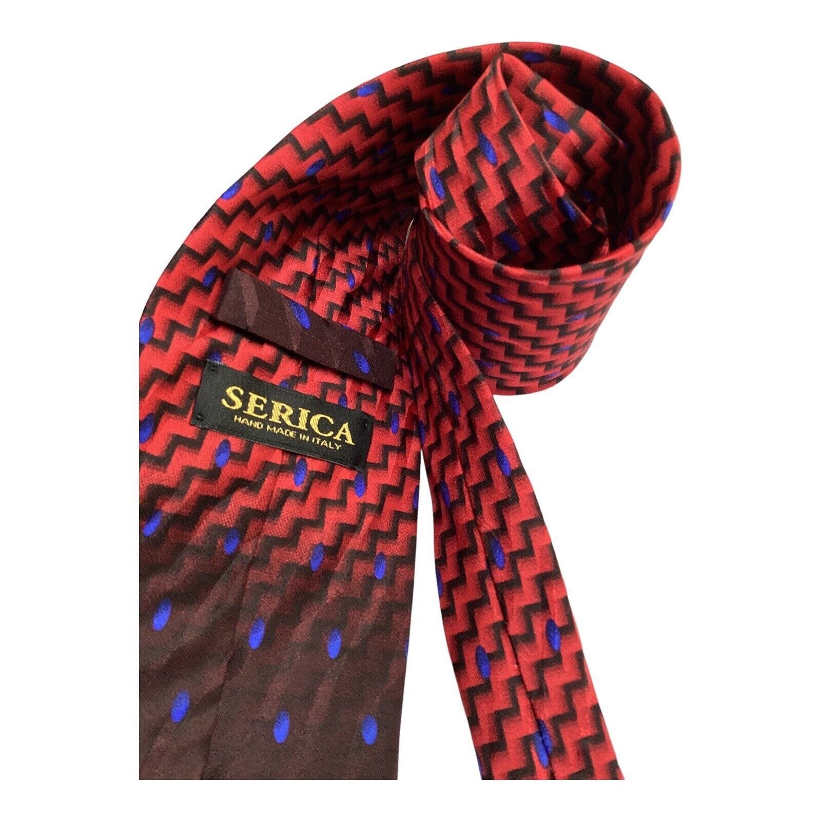 Serica SERICA Red & Brown Geometric Luxury Silk Tie France W: 3.75" Size ONE SIZE - 3 Thumbnail