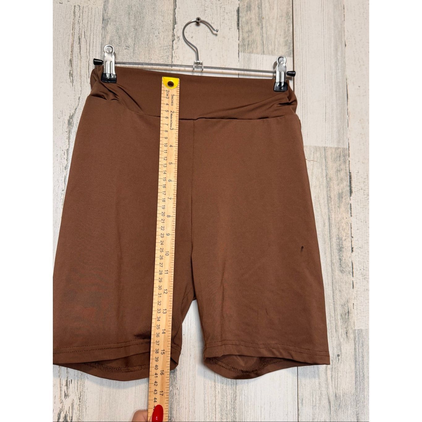 Other Brown High Waist Stretch Biker Shorts Size S – Soft Polyester, Comfy Fit Size 27" / US 4 / IT 40 - 3 Thumbnail