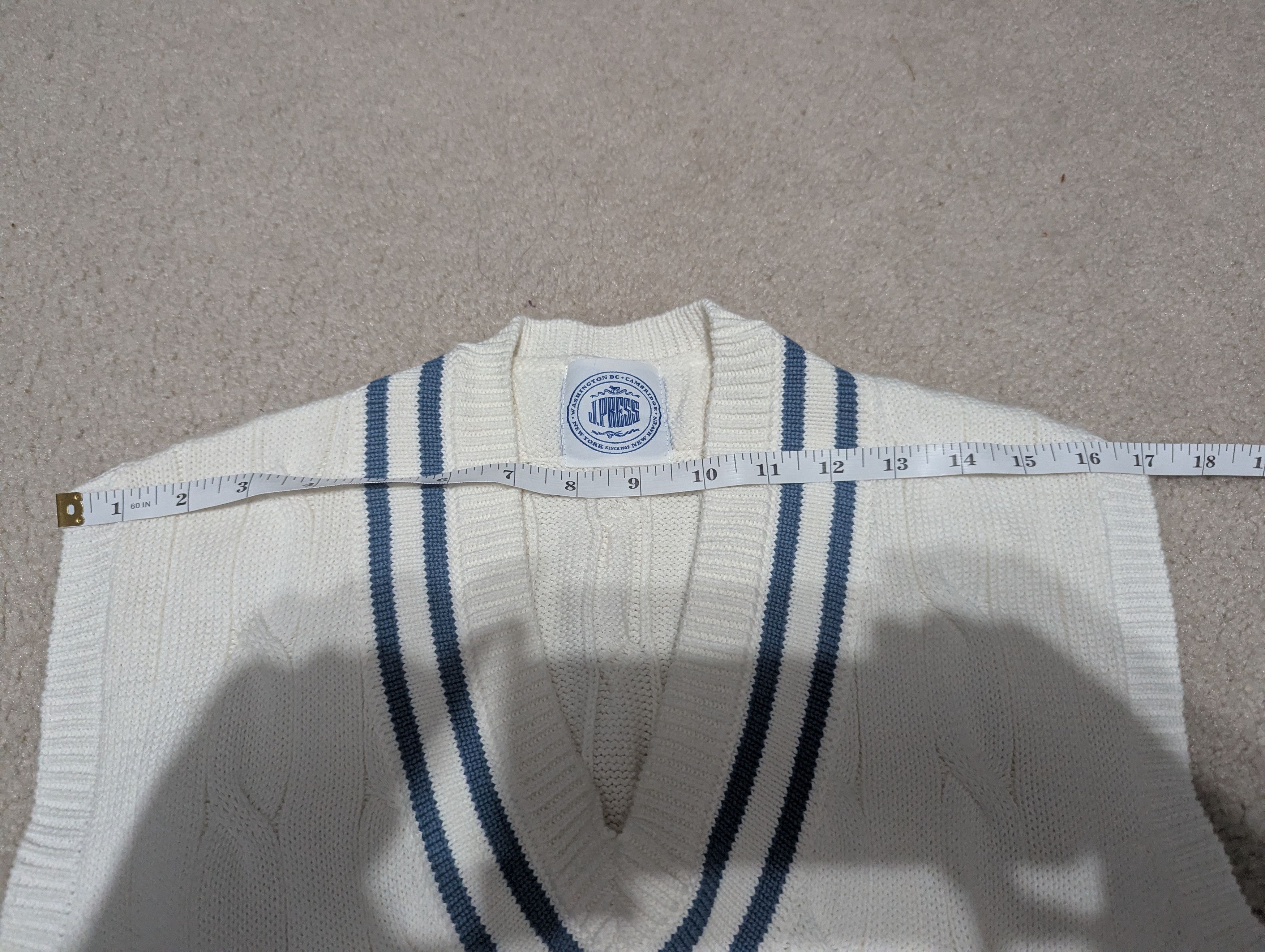 J. Press Cotton Cricket Vest - Ecru / Blue Size US M / EU 48-50 / 2 - 7 Thumbnail