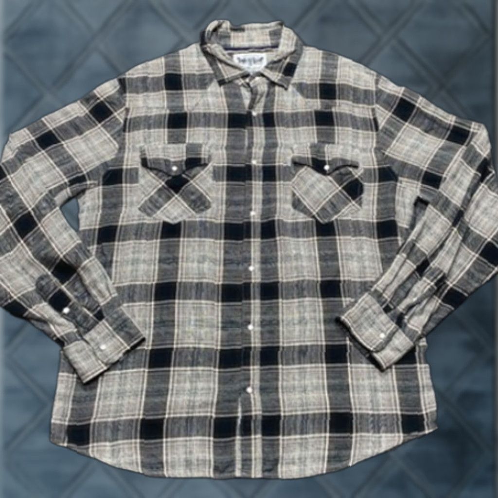 Levi's Levis Shirt Mens Large Plaid Western Pearl Snap Button Long Sleeve Gray Black Size US L / EU 52-54 / 3 - 1 Thumbnail
