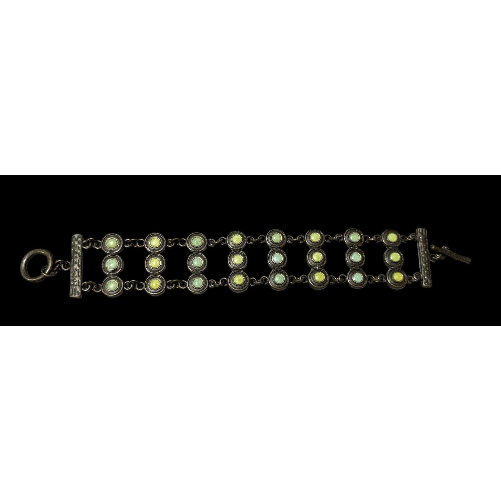 Other Antiqued Gold Tone Green And Blue Enamel Vintage Style Brace Size ONE SIZE - 1 Thumbnail