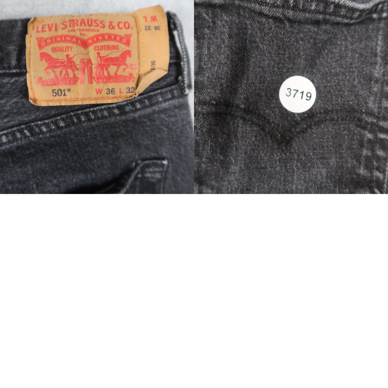 Levi's VINTAGE Levi's 501 Jeans Straight Denim Black Men Cotton Blend 36x32 Leather/Belt Loops Logo 5-Pocket USA 2000s Mens Size US 36 / EU 52 - 9 Thumbnail