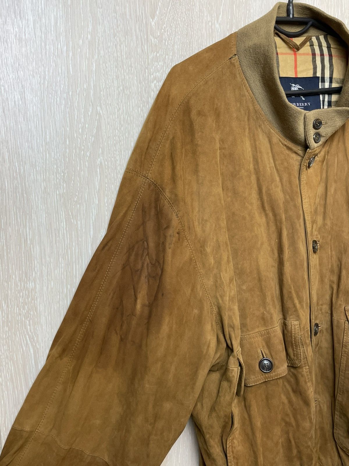 Burberry Vintage Burberry Leather Bomber Jacket Size US XL / EU 56 / 4 - 4 Thumbnail