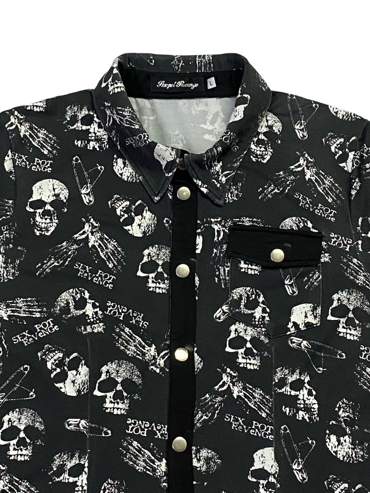 Sex Pot ReVeNGe Sex Pot Revenge Skull Full Print Stretch Shirt Snep Button Size US L / EU 52-54 / 3 - 15 Thumbnail