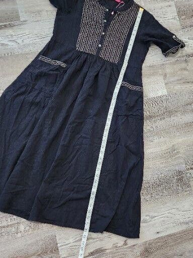 Designer Ethnicity Dress Medium Black Embroidered Short Sleeve Indian Size M / US 6-8 / IT 42-44 - 5 Thumbnail