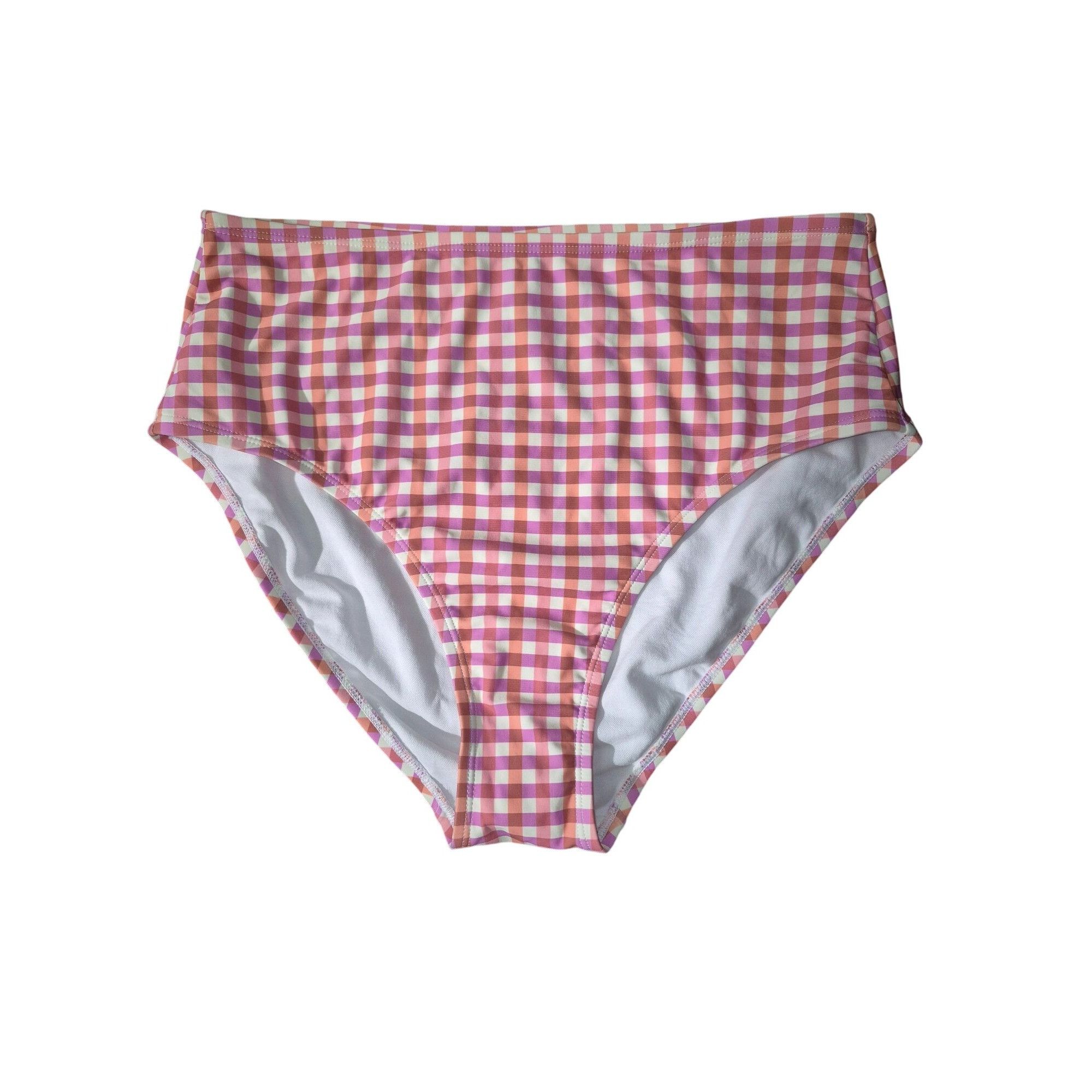Other Womens High-Waist Pink & Orange Gingham Bikini Bottoms By Ko Size ONE SIZE - 1 Thumbnail