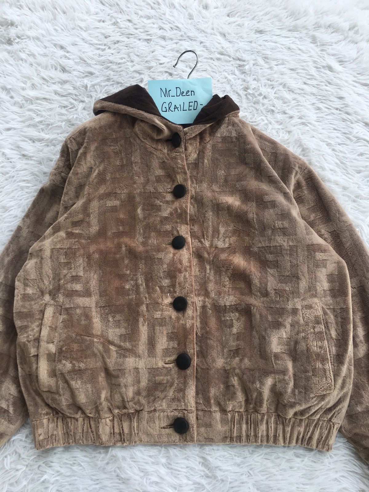 Fendi Rare Vintage 90s FENDI Monogram Velvet Jacket Size US L / EU 52-54 / 3 - 6 Thumbnail