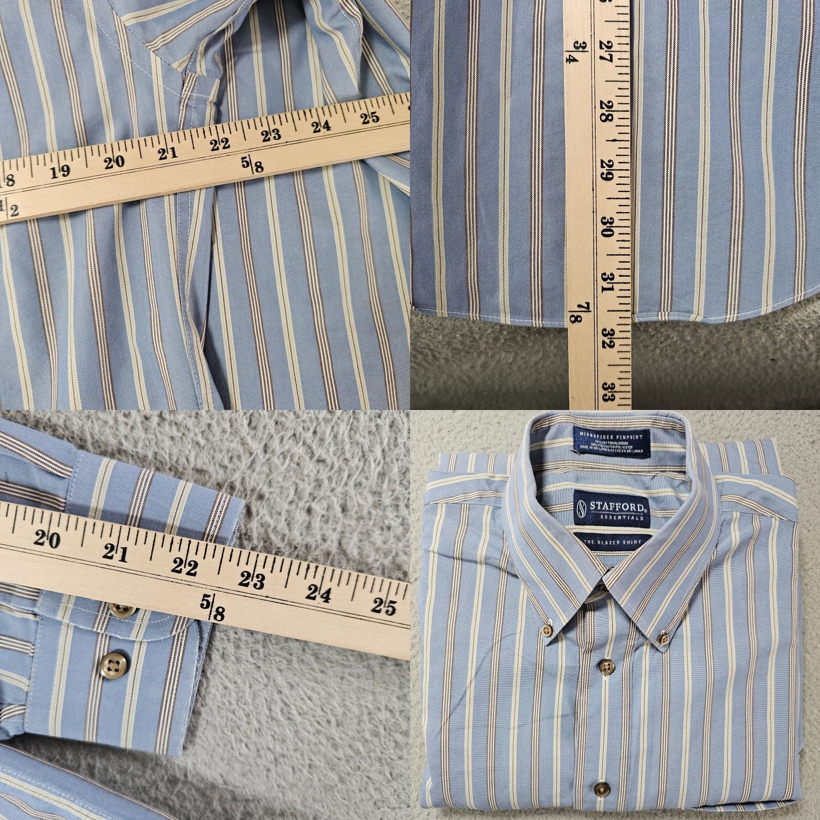 Stafford Stafford Dress Shirt Mens 16 32/33 Blue Pinstripe Classic Fit Button Up Cotton Size 42R - 8 Thumbnail