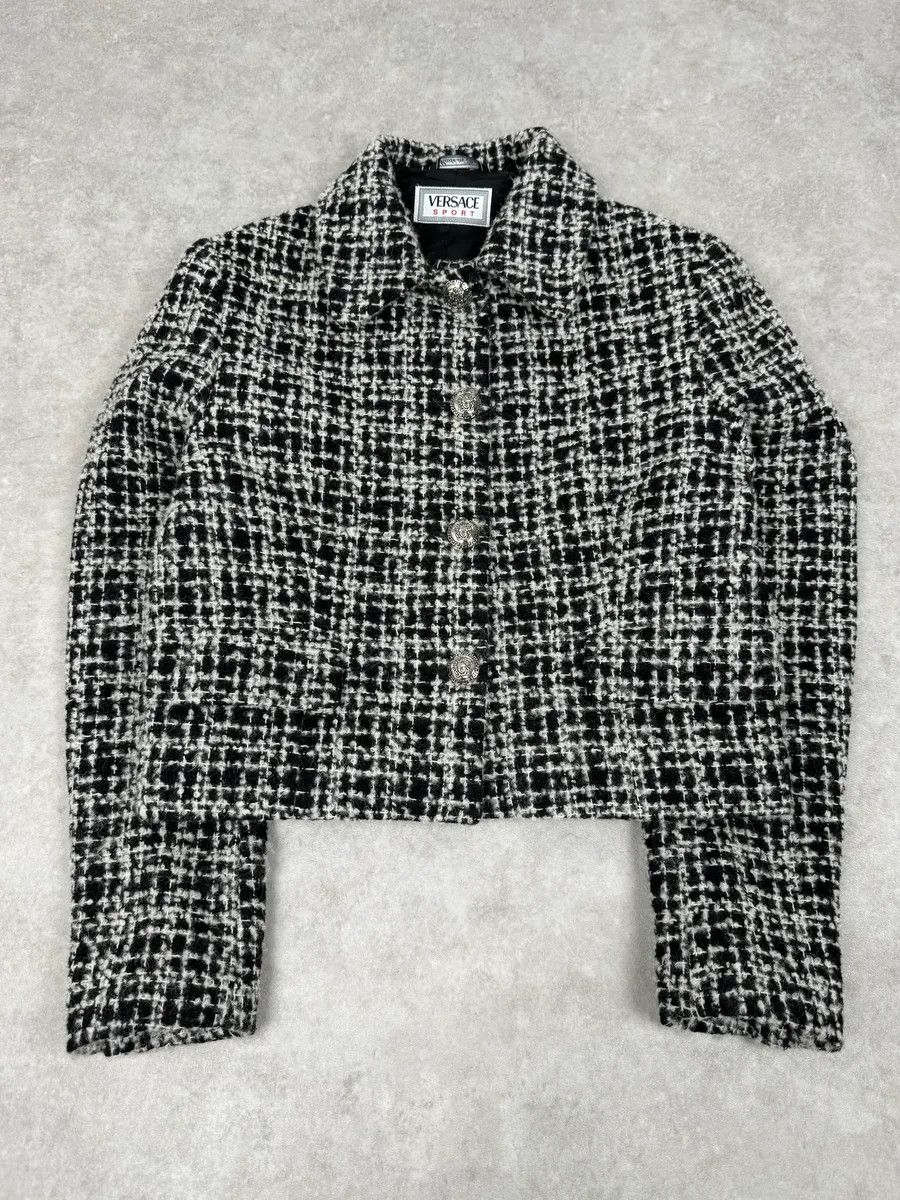 Versace Versace Black & White Tweed Classy Jacket Size S / US 4 / IT 40 - 4 Thumbnail