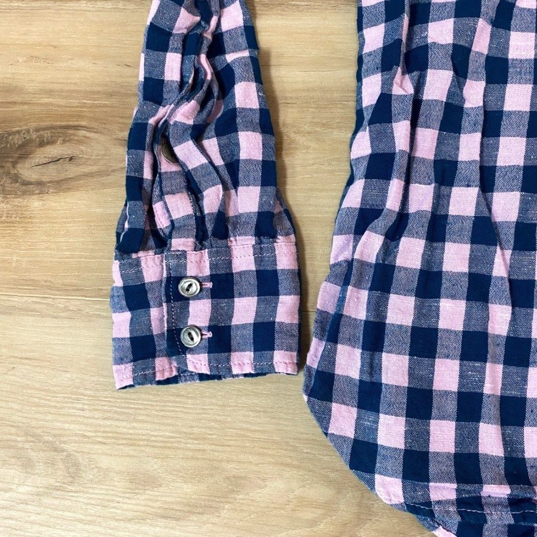 Pinko J Crew Popover Shirt 00 Gingham Plaid Pink Blue Top Womens Size XXS / US 00 / IT 34 - 3 Thumbnail