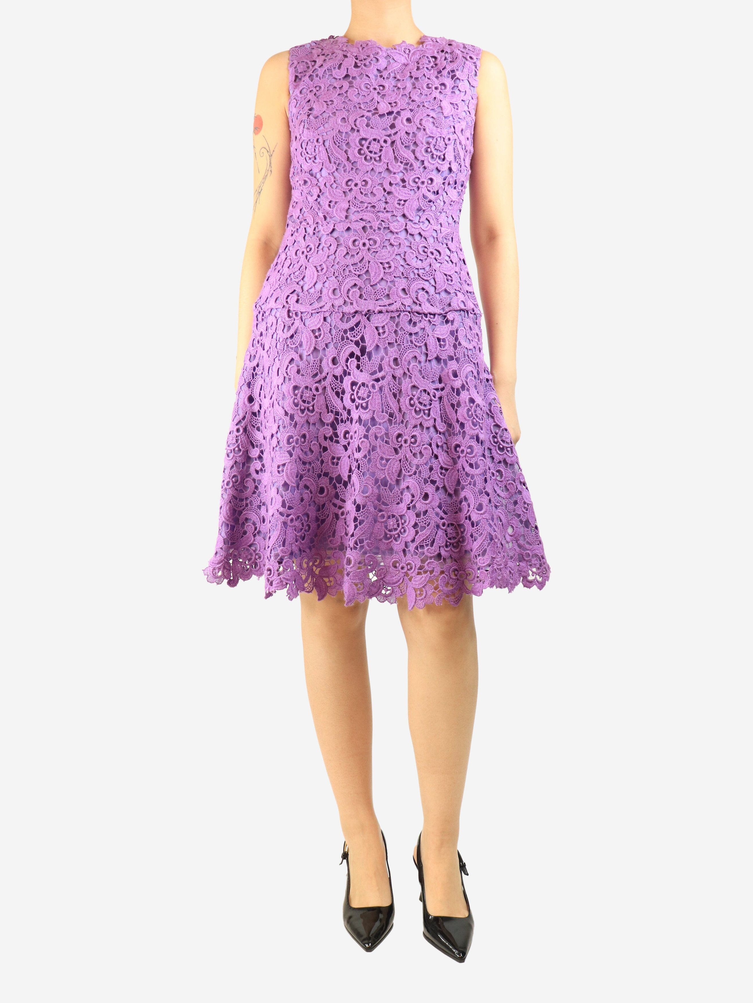 Oscar De La Renta Purple broderie anglaise dress - UK 12 Size M / US 6-8 / IT 42-44 - 1 Thumbnail