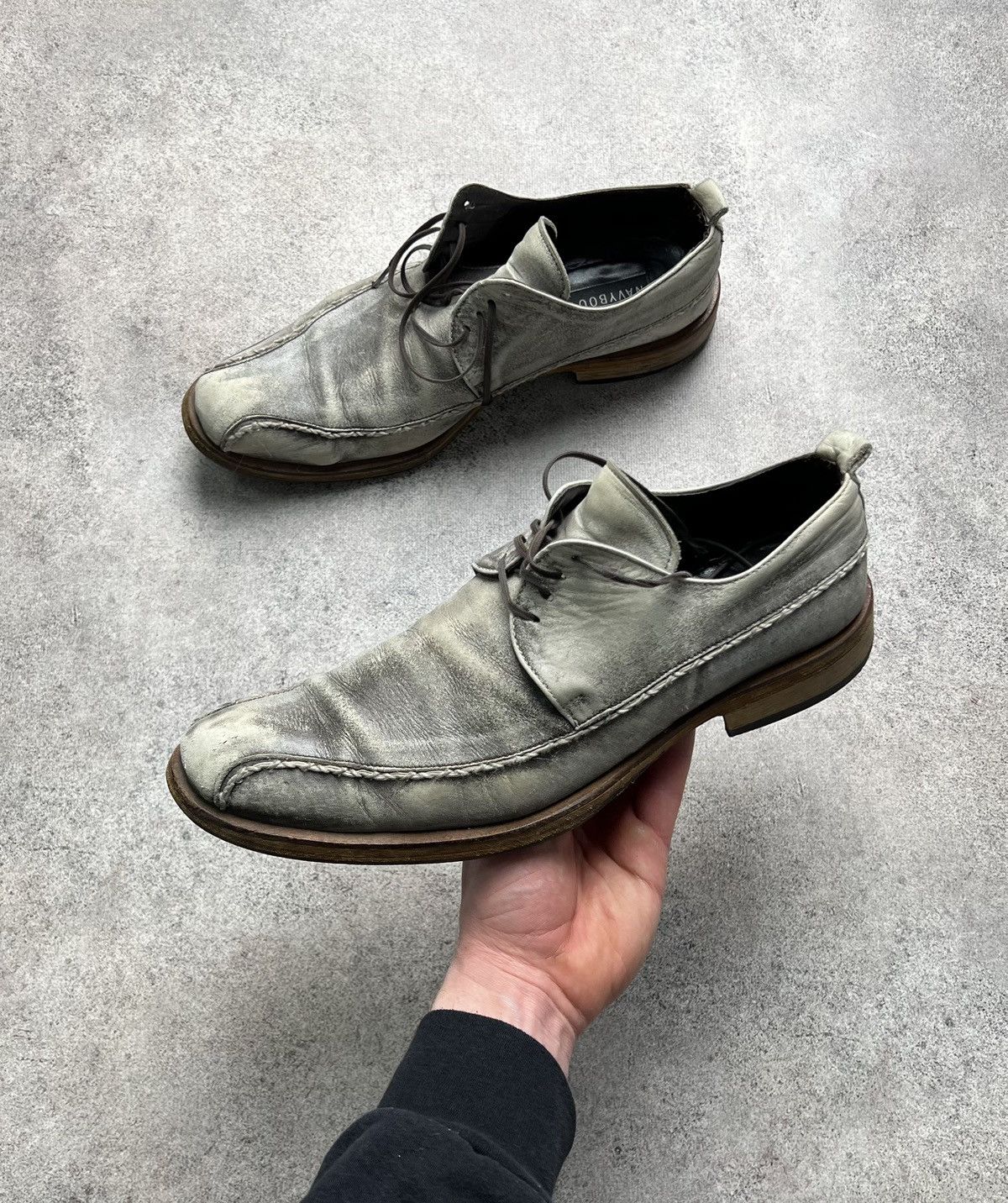 Antique x Navyboot Faded Leather Legacy Shoes in Grey, Men's (Size 9)