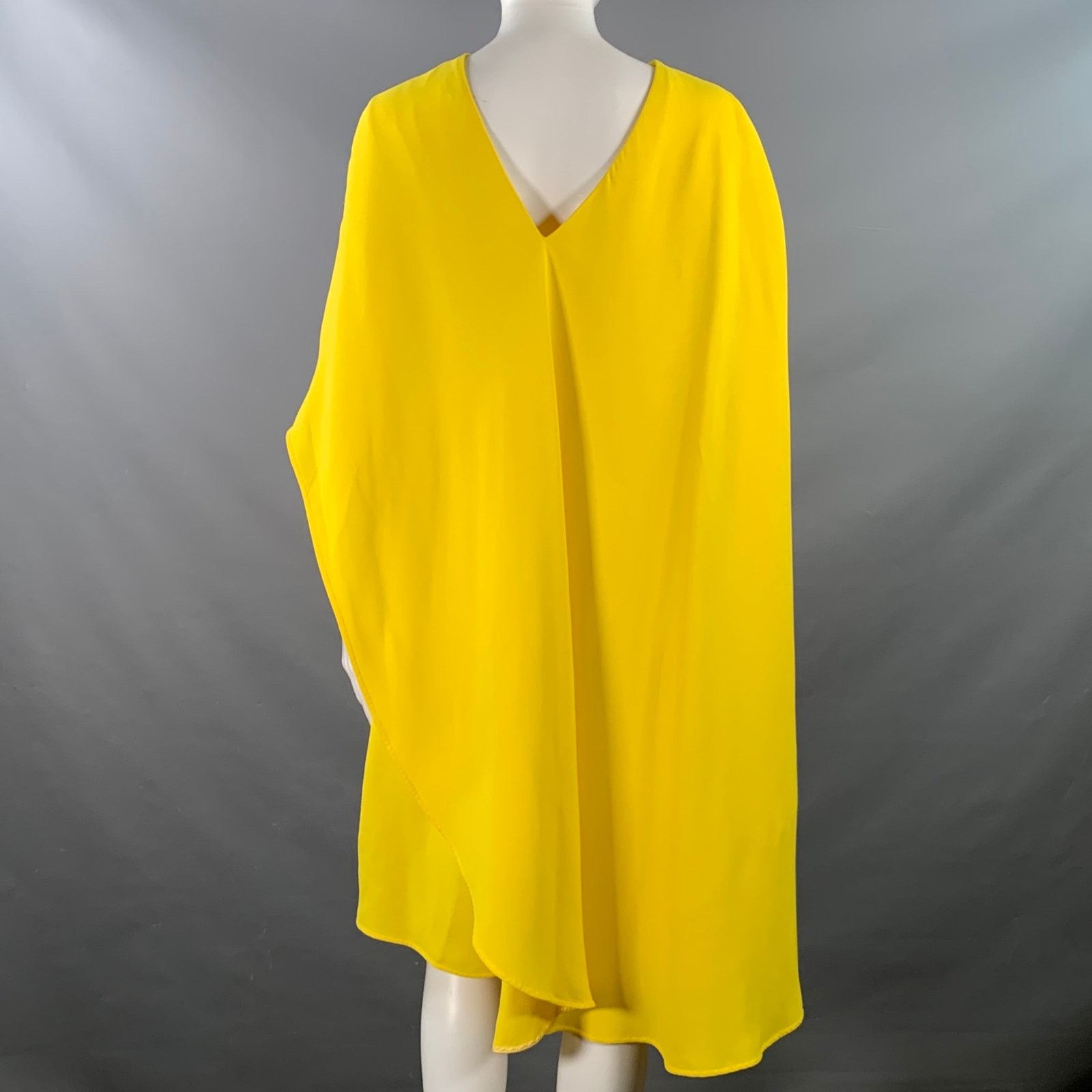 Calvin Klein 205W39NYC 205W39NYC Size 2 Yellow Silk Wool Layered Poncho Dress Size XS / US 0-2 / IT 36-38 - 3 Thumbnail