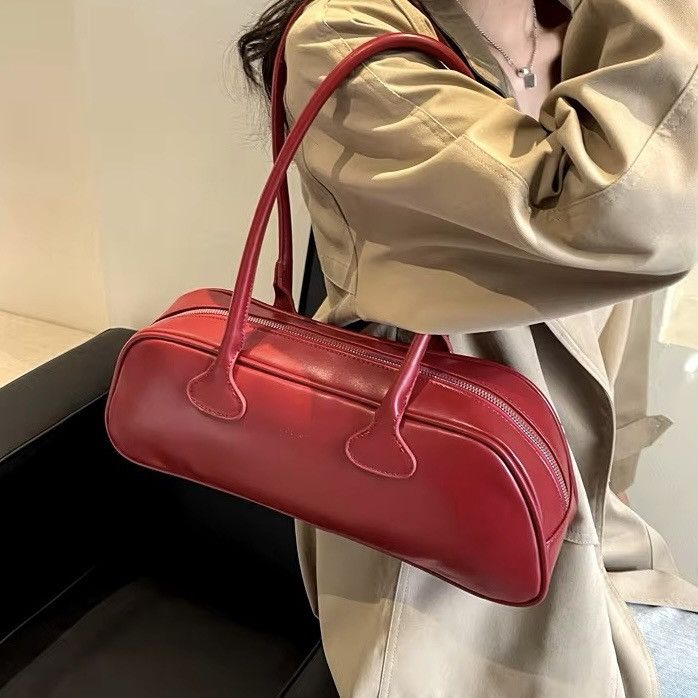 Vintage Streetwear Retro Zipper Shoulder PU Leather Bag Size ONE SIZE - 6 Thumbnail