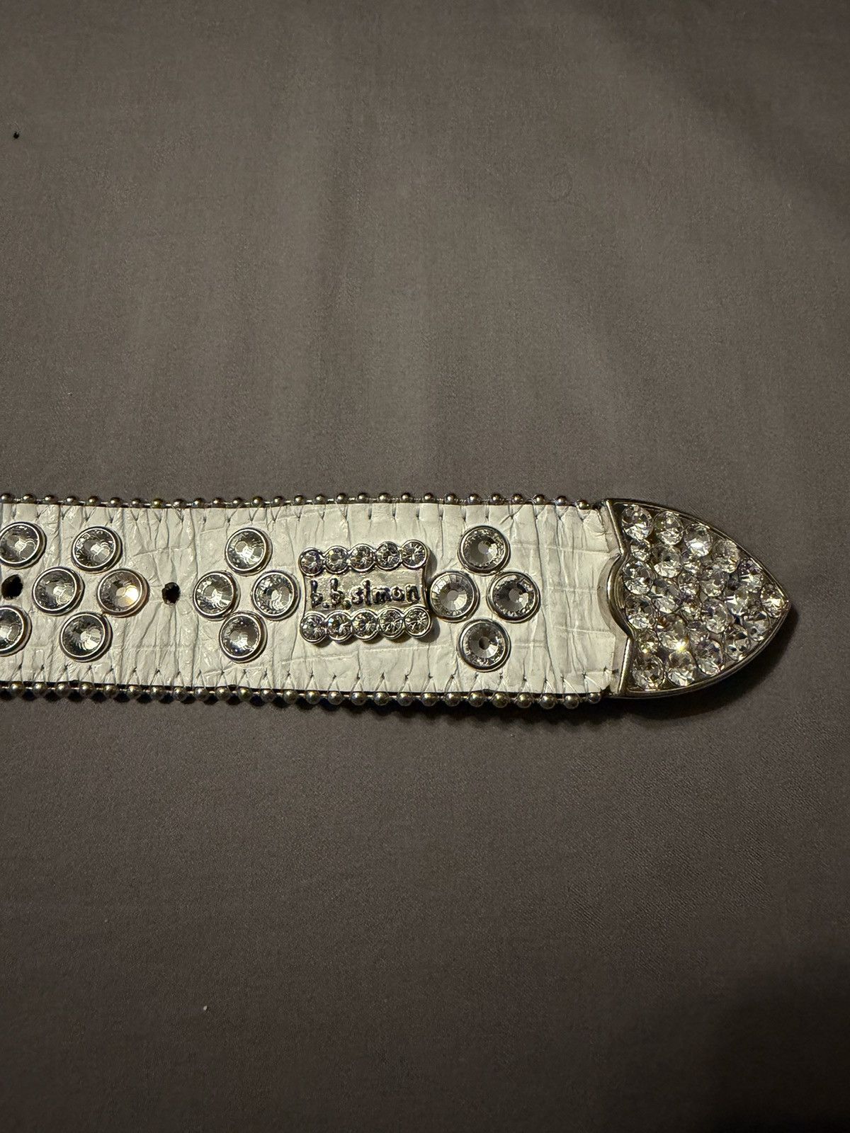 B.B. Simon B.B. Simon White Belt 3 row stones Size 34 - 3 Thumbnail