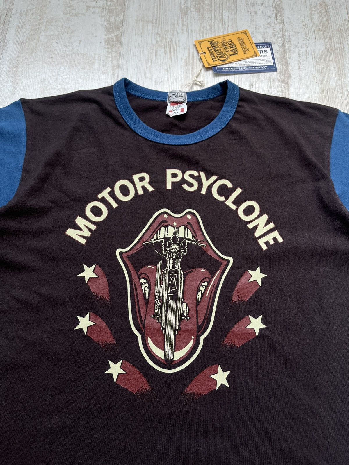 Freewheelers Power Wear Motor Psyclone LEWD CYCLE Brown T-Shirt Japan Size US XL / EU 56 / 4 - 4 Thumbnail