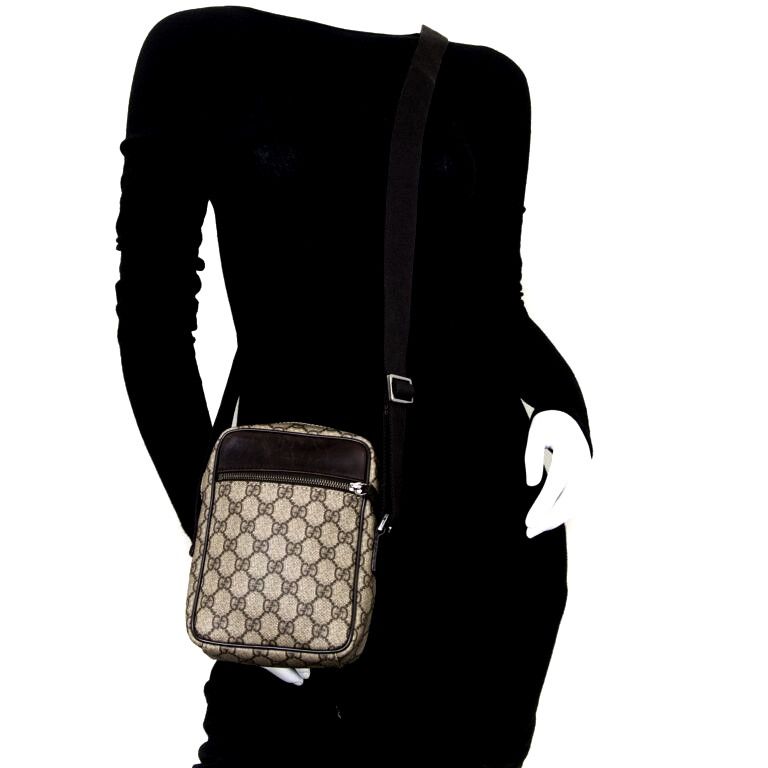 Gucci Gucci Beige/Ebony GG Coated Canvas and Leather Crossbody Bag Size ONE SIZE - 2 Thumbnail