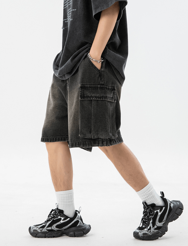 Vintage Men's loose distressed washed cargo denim shorts Size US 32 / EU 48 - 3 Thumbnail
