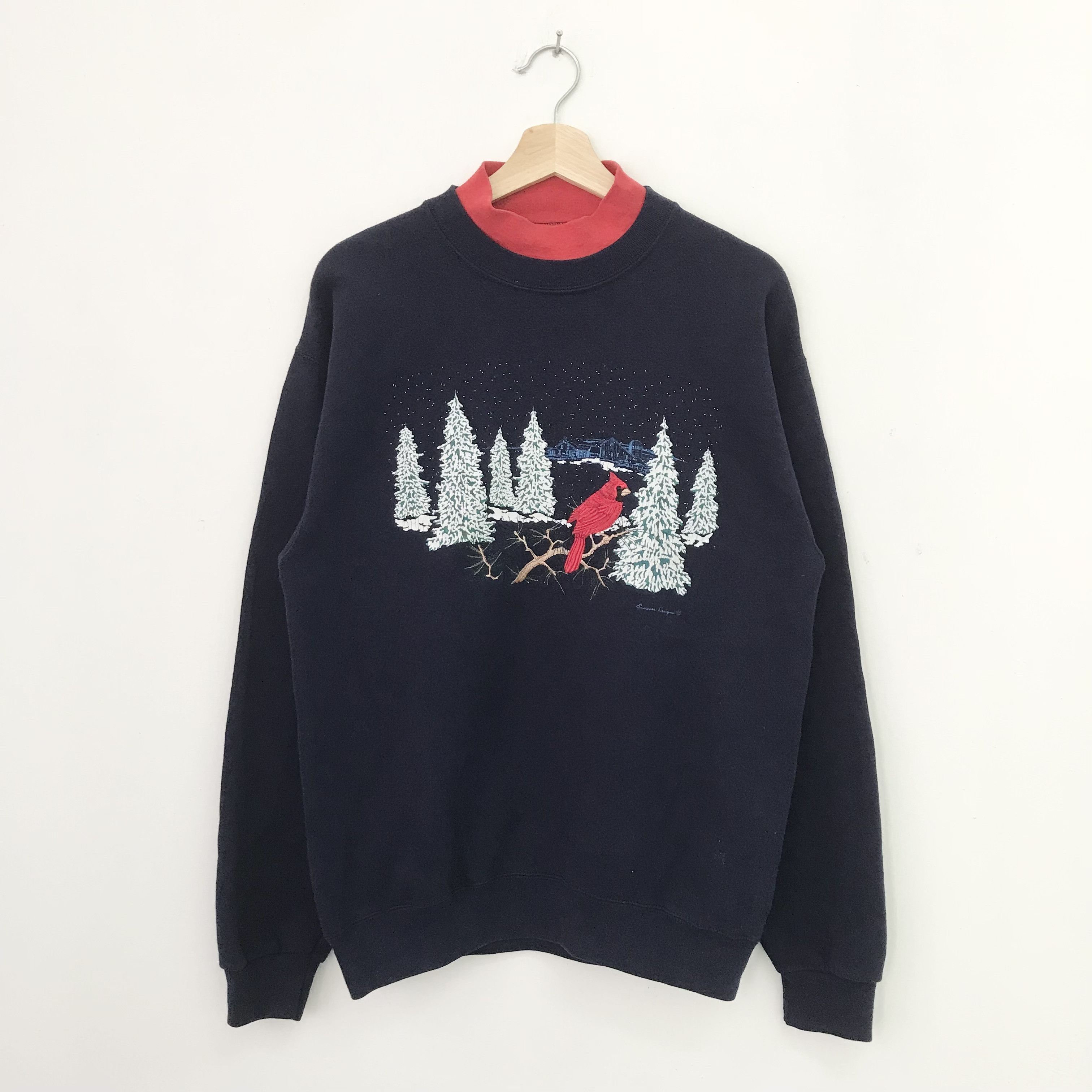 Vintage Vintage 90s Cardinal Bird Blue Sweatshirt Medium - 483 Size US M / EU 48-50 / 2 - 1 Thumbnail
