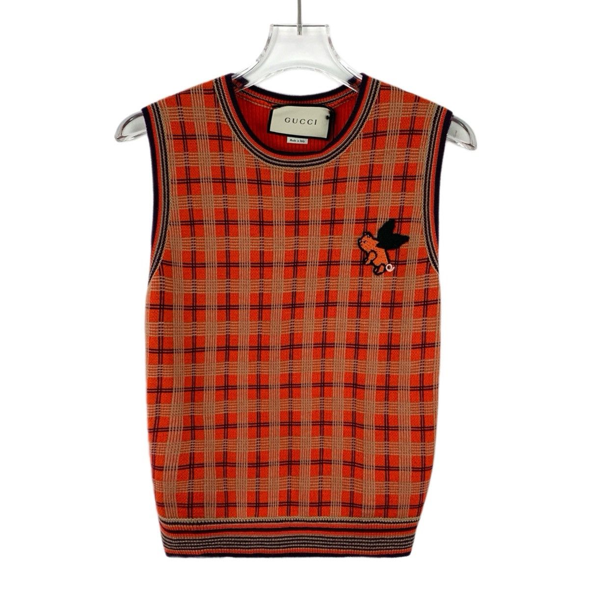 Gucci Gucci Plaid Pig Embroidery Wool Sleeveless Knit Vest K26WX Size XS / US 0-2 / IT 36-38 - 1 Thumbnail