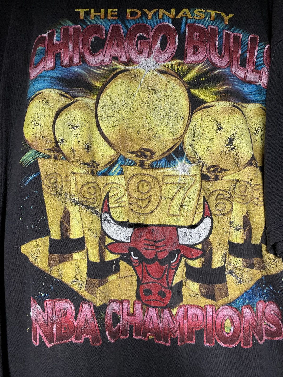 Vintage Vintage 90’s Chicago Bulls Rap T-Shirt Vtg Michael Jordan 2X Size US XXL / EU 58 / 5 - 3 Thumbnail