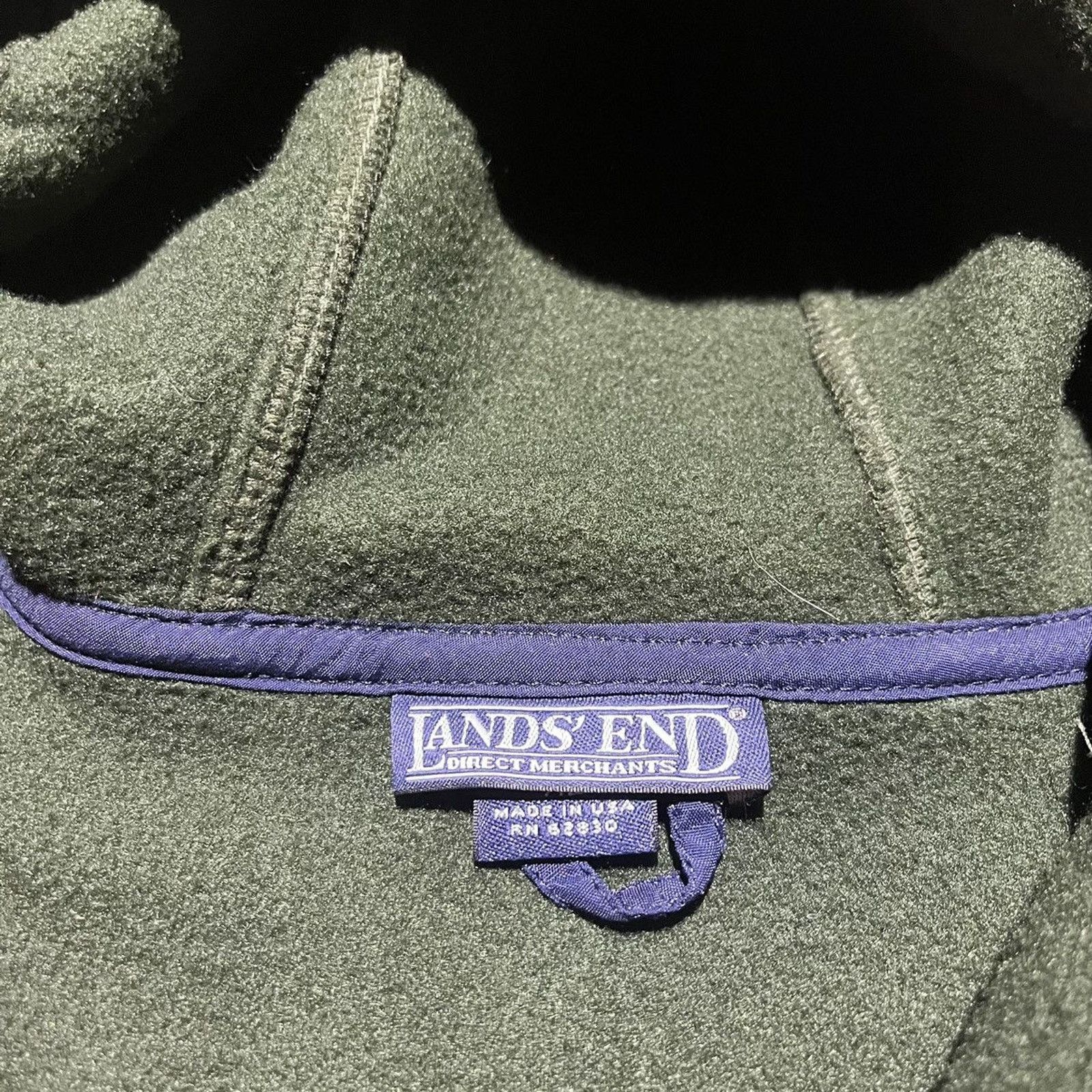 Vintage Vintage 90s Lands End Green Fleece Hooded Zip Up Jacket Size US XL / EU 56 / 4 - 3 Thumbnail