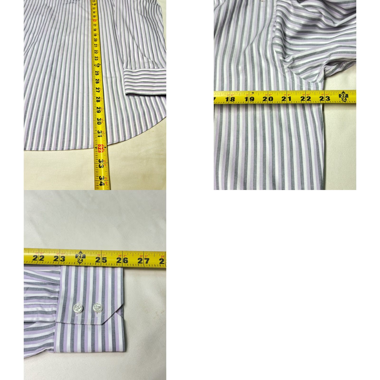 Hugo Boss BOSS Hugo Boss Dress Shirt Striped Regular Fit 16.5 42 Purple Men 100% Cotton Italian Fabric Long Sleeve Button Down Shirt Size 46R - 8 Thumbnail