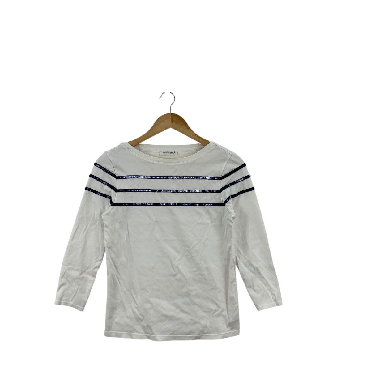 Tomorrowland TOMORROWLAND COLLECTION Sequinned Striped Tee Shirt Top Size S / US 4 / IT 40 - 3 Thumbnail