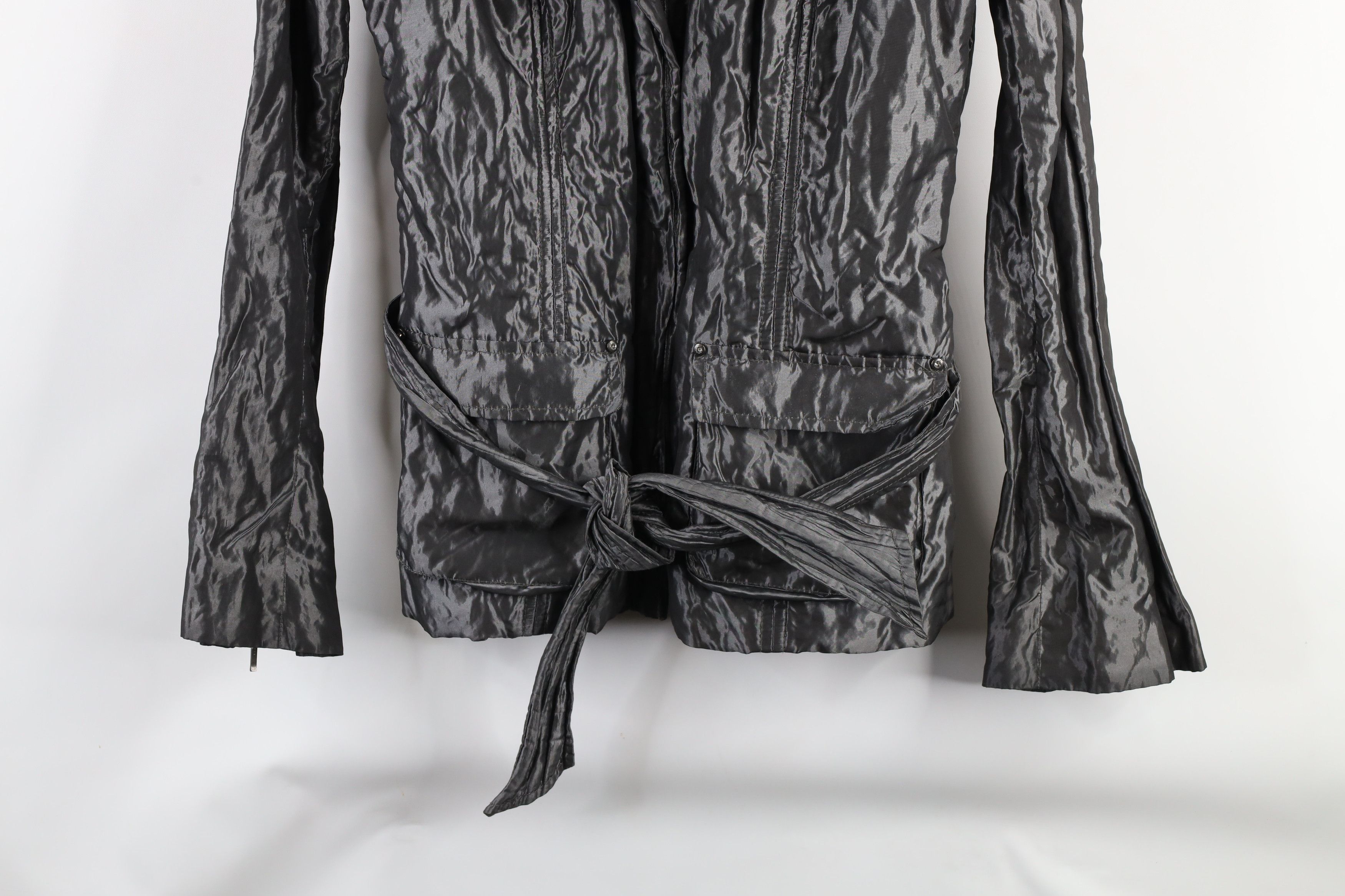 Vintage Vintage 90s Cache Belted Shawl Puffer Jacket Gray Metallic Size M / US 6-8 / IT 42-44 - 3 Thumbnail