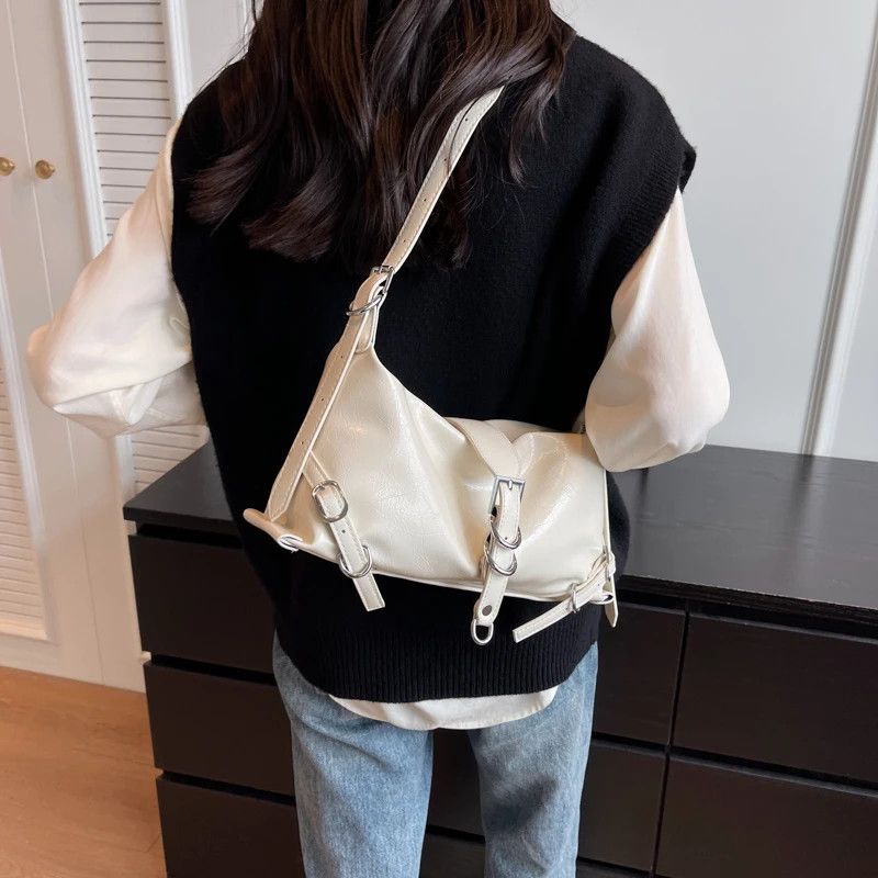 Leather White Leather Shoulder Bag Size ONE SIZE - 1 Thumbnail