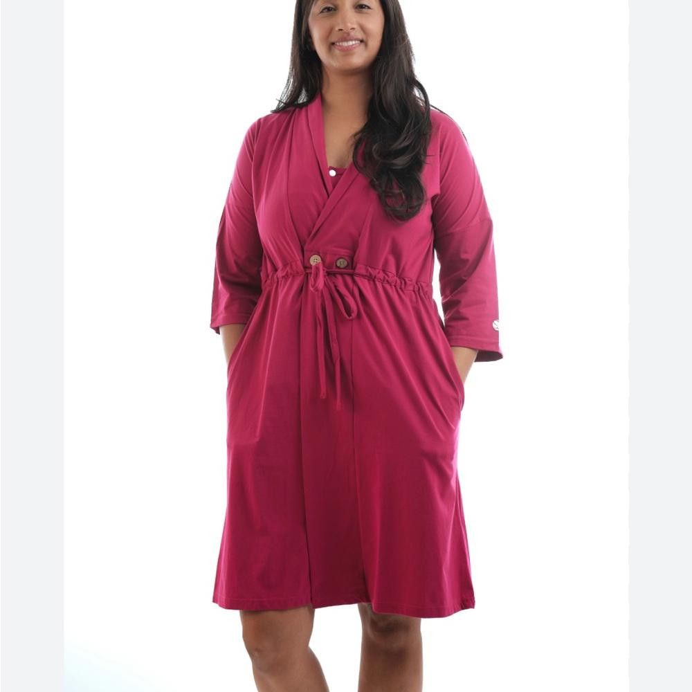 Designer Brobe l The Surgery Recovery Robe Magenta OS Size ONE SIZE - 1 Thumbnail