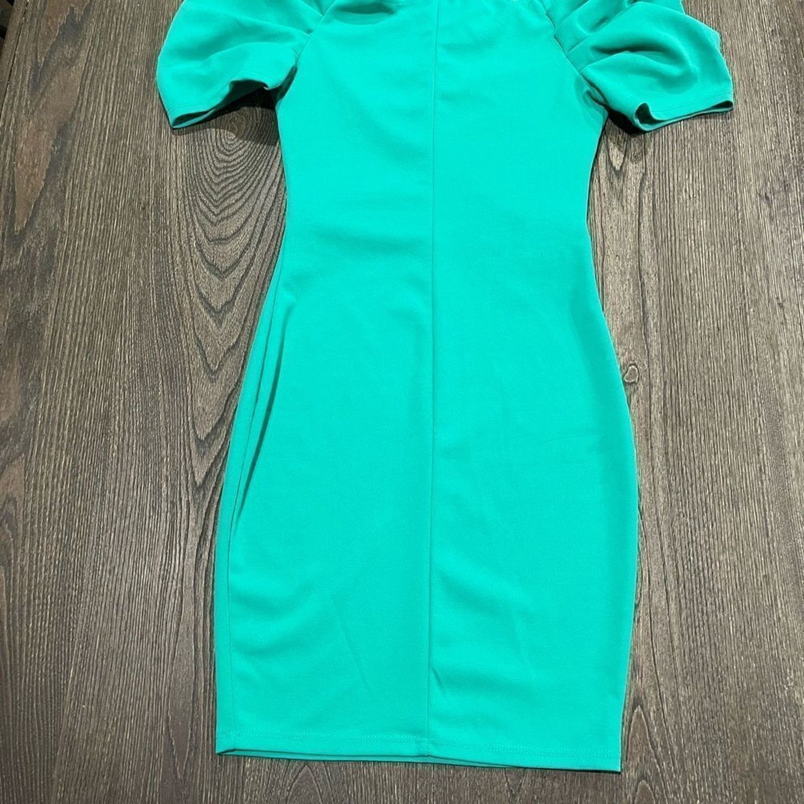 Vintage Gibiu Dress Mini Puff Sleeve Fitted Bodycon Teal Sz S Size S / US 4 / IT 40 - 6 Thumbnail