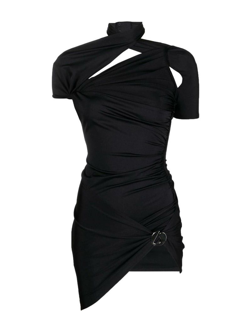 Image of Coperni Asymmetric Draped Minidress in Black, Women's (Size XS)