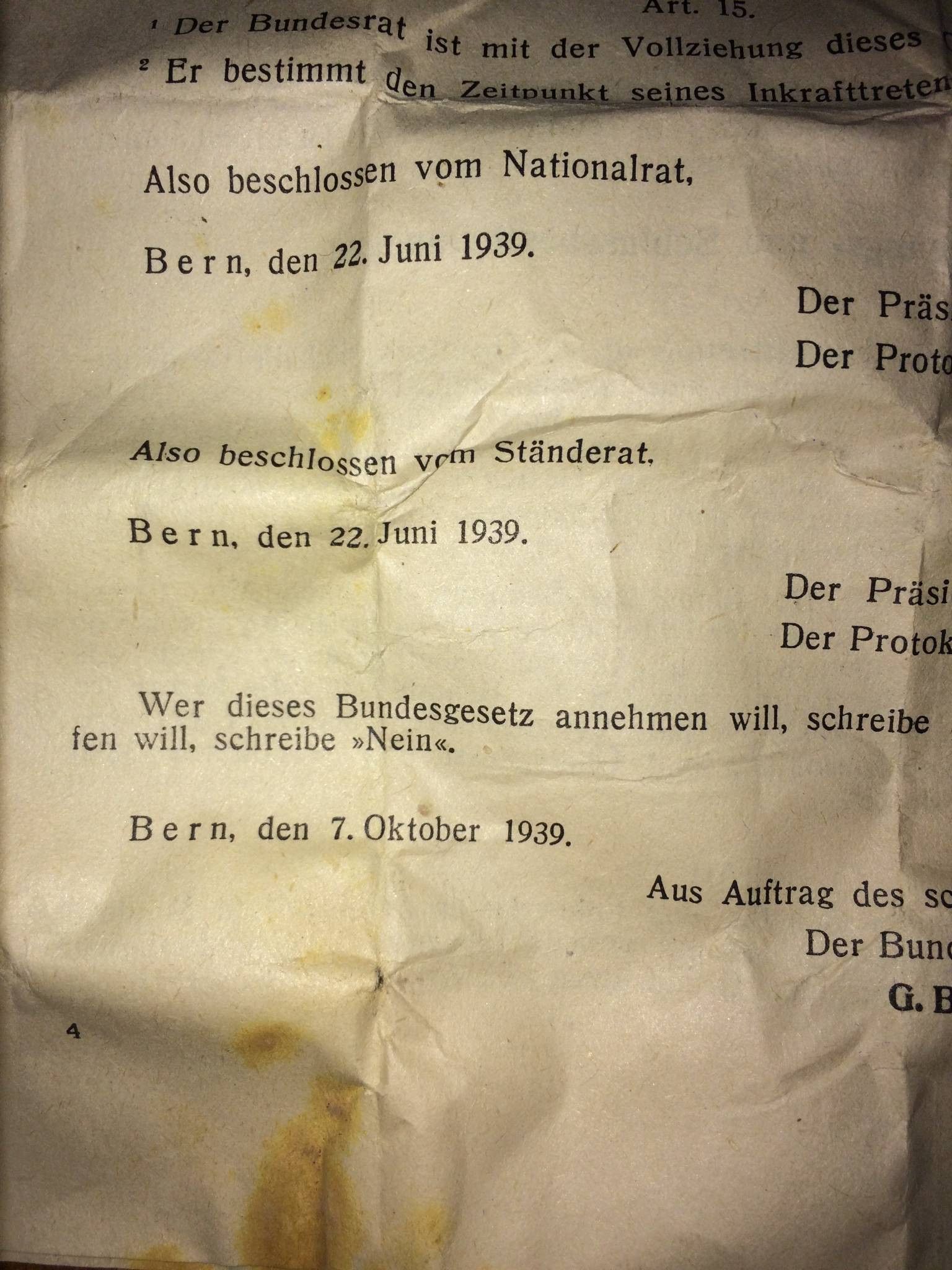 Other Referendum, Switzerland (December 1939) Size ONE SIZE - 5 Thumbnail