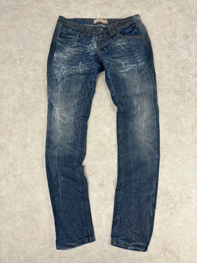 John Galliano AW2011 Galliano Navy Slim Distressed Denim Jeans Size US 31 - 4 Thumbnail