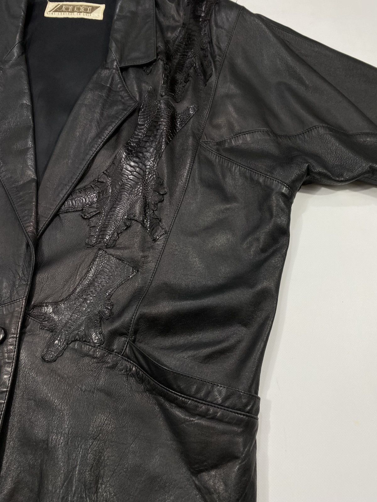 Vintage LASTDROP🔥 Vintage 80s 90s Oversized Leather Crocodile Jacket Size XXL / US 16-18 / IT 52-54 - 14 Thumbnail