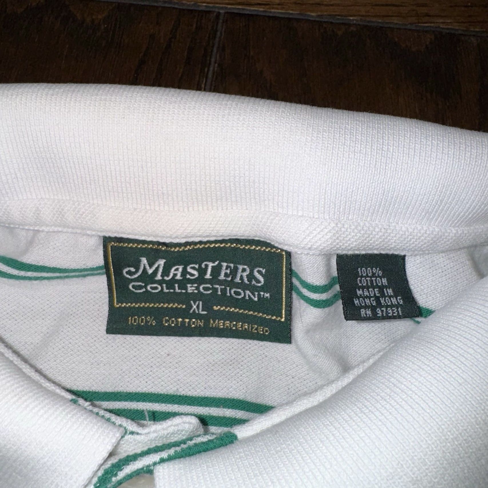 Vintage Masters Collection Polo Shirt Men’s XL 2013 Golf Logo White Green Striped Polo Shirt Men’s XL 2013 Golf Logo White Green Striped Size US XL / EU 56 / 4 - 4 Thumbnail