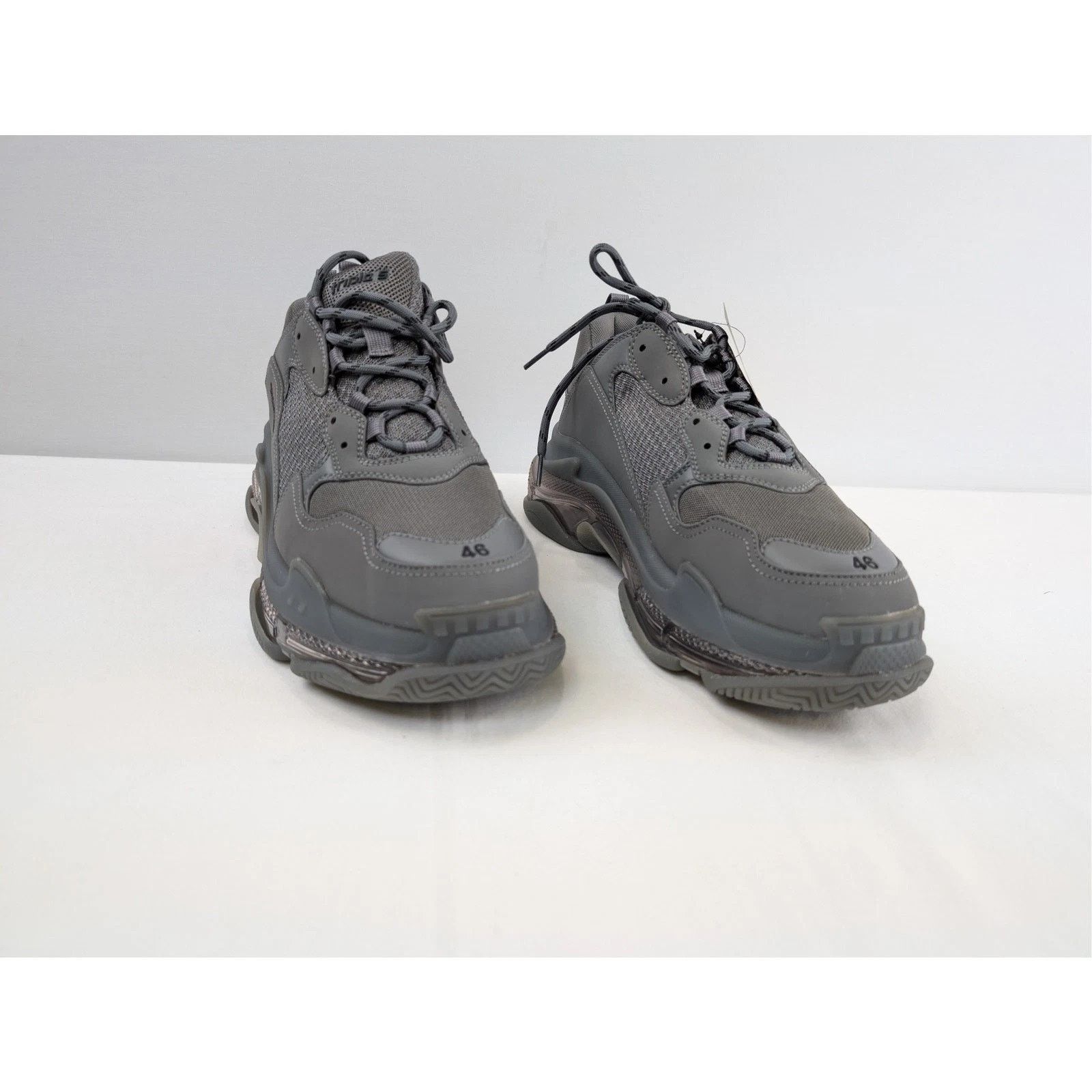 Balenciaga o1rshd1 Clear Sole Leather Free Triple S Sneakers Dark Grey Size US 12 / EU 45 - 7 Thumbnail