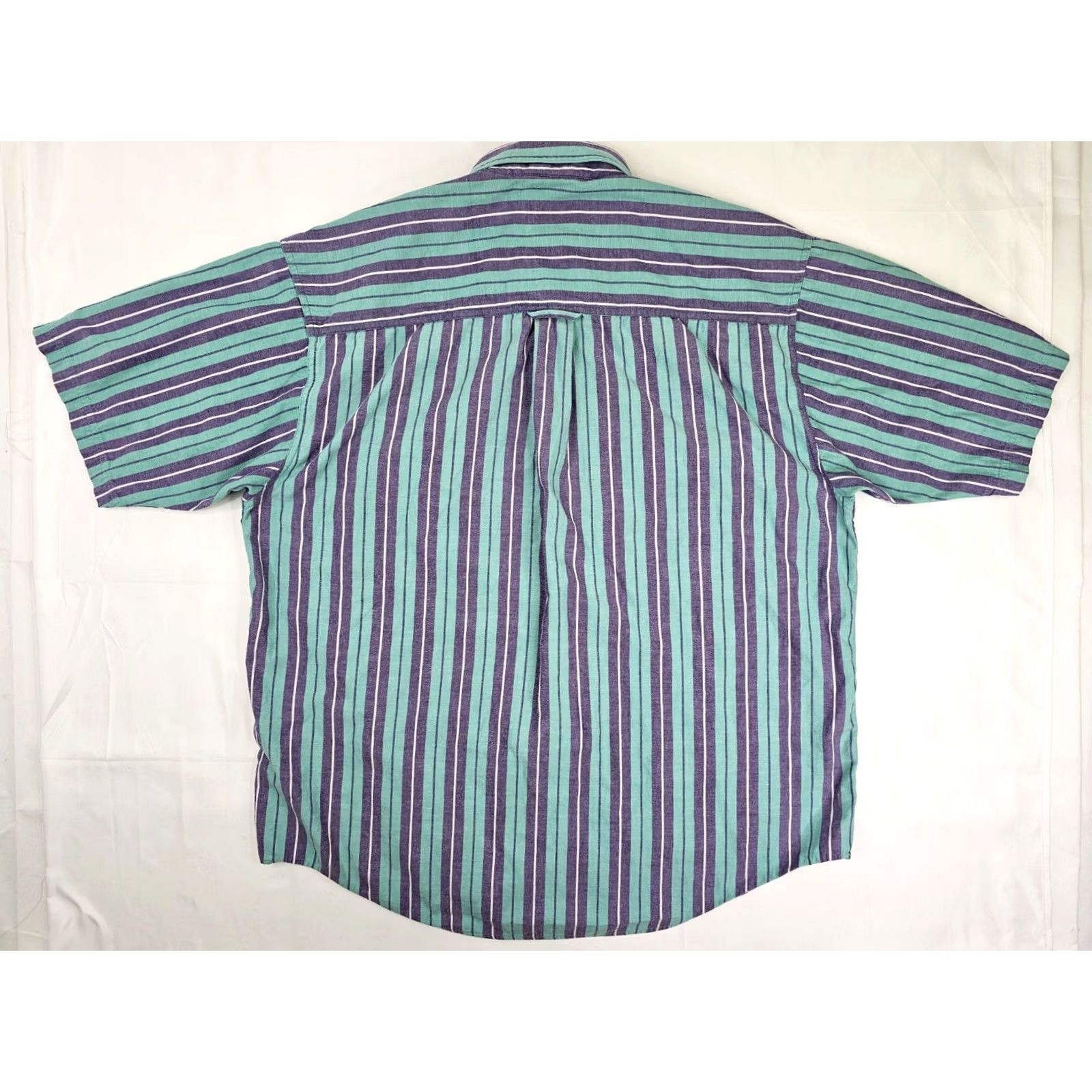 Eddie Bauer VINTAGE Eddie Bauer Rufton Twill Shirt Men XL Turquoise Purple Striped Cotton Button-Up Short Sleeve Retro Pol o Shirt? Size US XL / EU 56 / 4 - 6 Thumbnail
