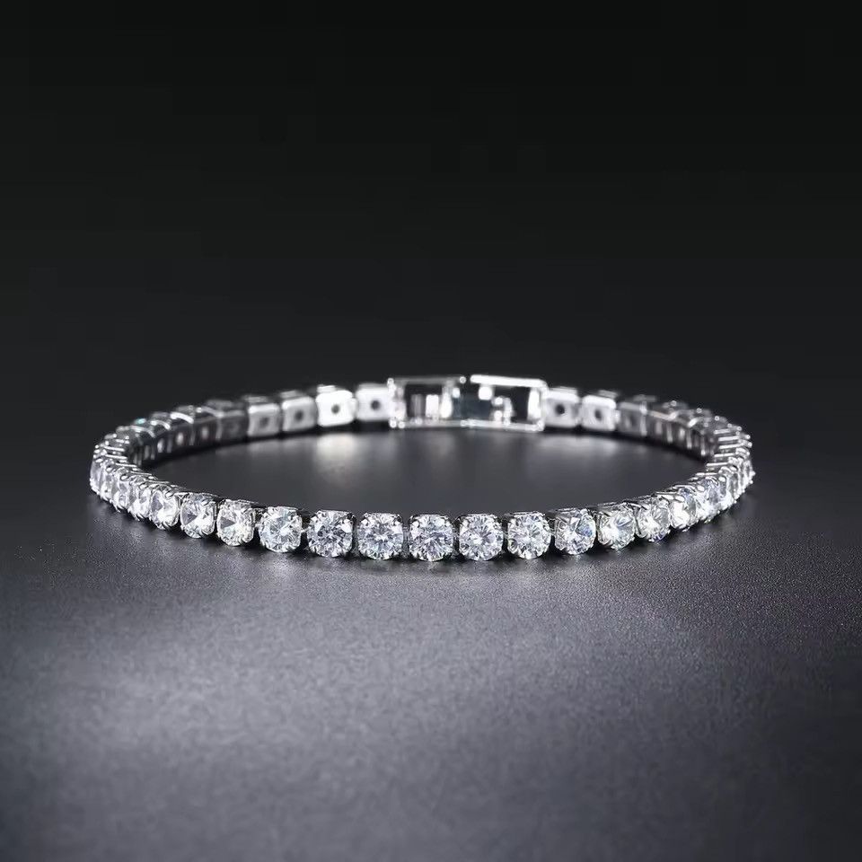 Jewelry ICEDOUT CZ TennisBracelet 18 cm 4mm|Round Cut Cubic Zirconia Size ONE SIZE - 3 Thumbnail
