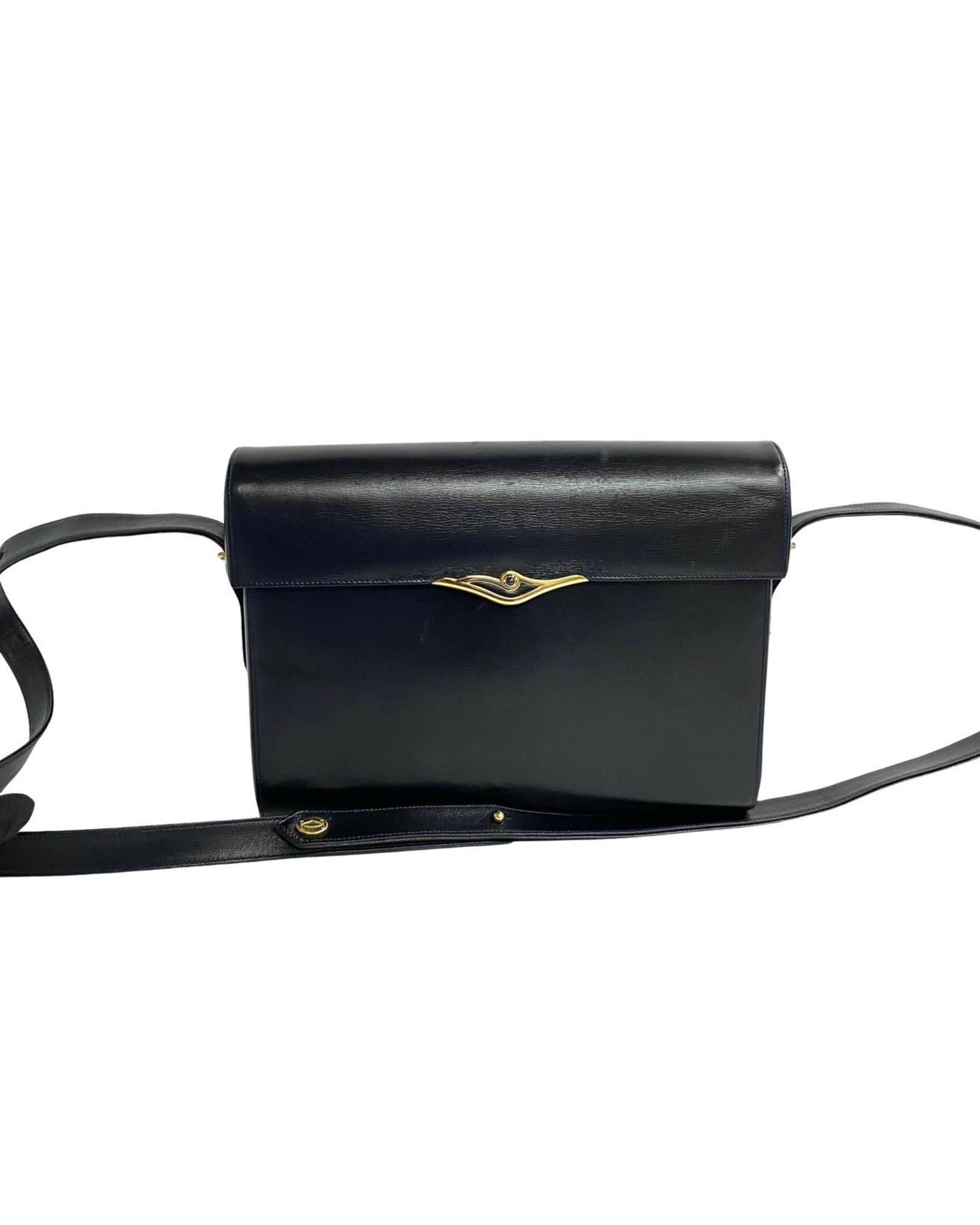 image of Cartier Navy Leather Shoulder Bag, Women's