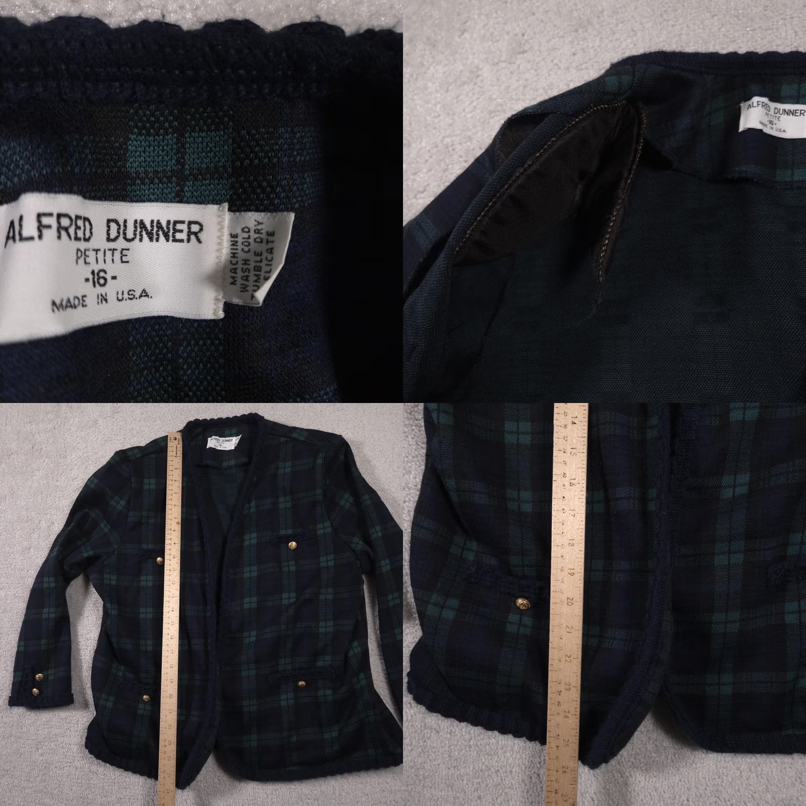Vintage VINTAGE Alfred Dunner Jacket Womens Petite 16 Green Plaid Open Front Buttons Made USA Size XXL / US 16-18 / IT 52-54 - 8 Thumbnail