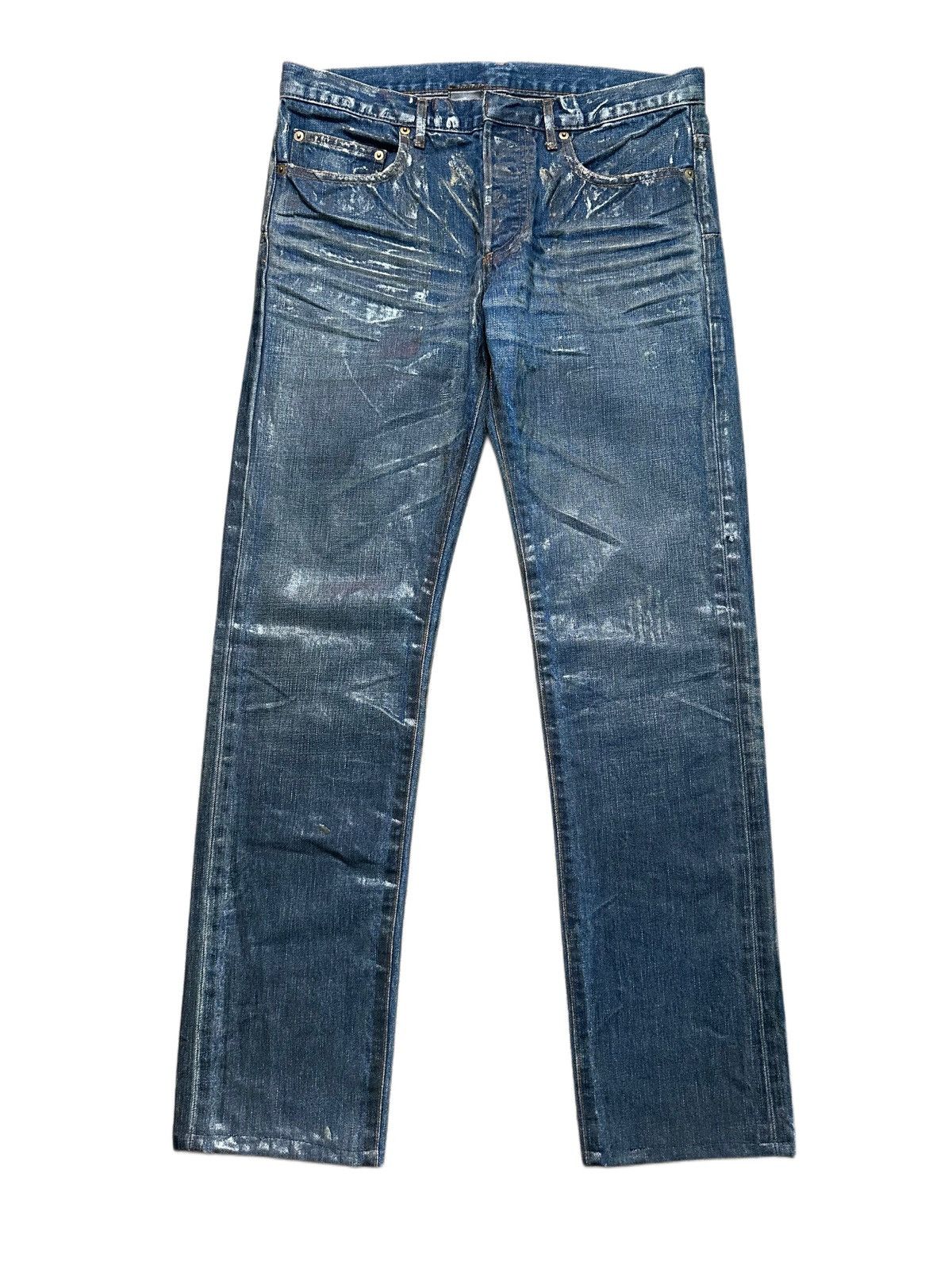 waxed straight denim homme似 hediboy Dior × Hedi Slimane AW06 Dior Homme Luster Waxed Denim Jeans | Grailed