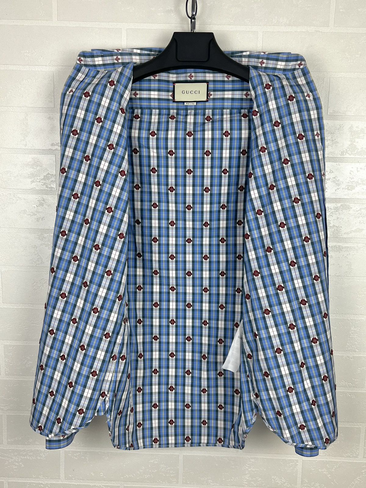 Gucci GUCCI Shirt Button Up Monogram Embroidered Bee Checkered Size US S / EU 44-46 / 1 - 13 Thumbnail